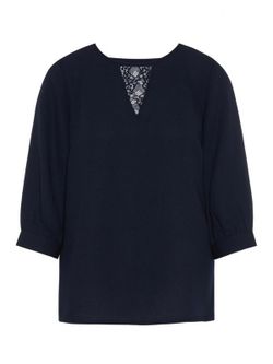 Blusa manga 3/4 com detalhes em renda Vero Moda Night Sky