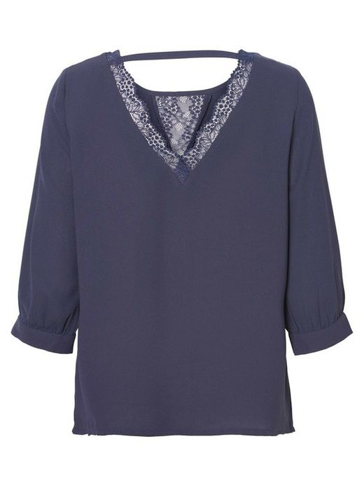 Blusa manga 3/4 com detalhes em renda Vero Moda Night Sky