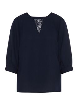 Blusa manga 3/4 com detalhes em renda Vero Moda Night Sky