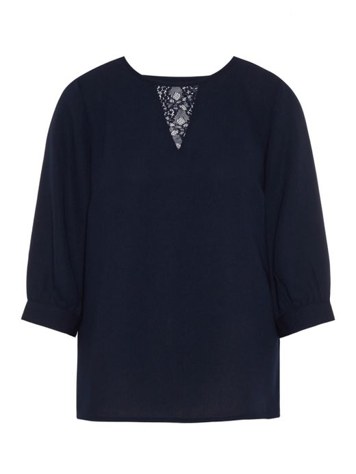 Blusa manga 3/4 com detalhes em renda Vero Moda Night Sky
