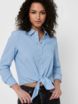 Blusa m/l con nudo microrayas Only Medium Blue