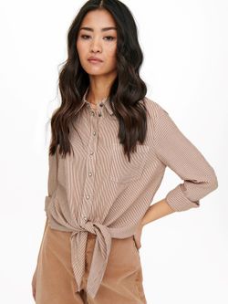 Blusa m/l con nudo microrayas Only Toasted Coconut
