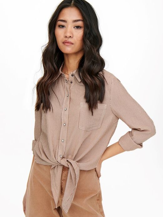 Blusa m/l con nudo microrayas Only Toasted Coconut