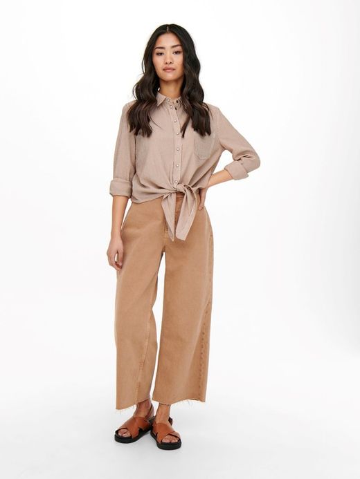 Blusa m/l con nudo microrayas Only Toasted Coconut