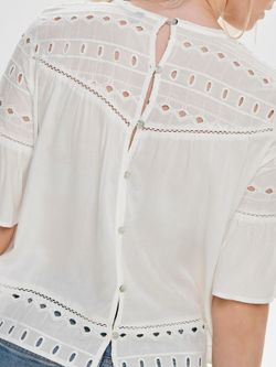 Only Cloud Dancer cotton blouse with openwork
