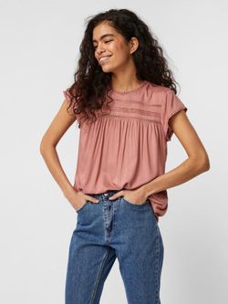 Blusón con detalles calados Vero Moda Old Rose
