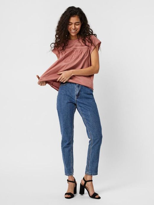 Blusón con detalles calados Vero Moda Old Rose