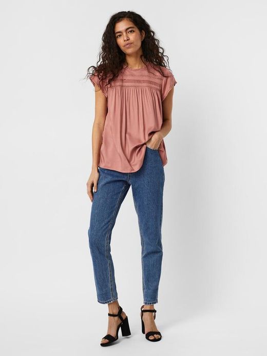 Blusón con detalles calados Vero Moda Old Rose