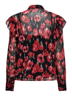 Blusón con estampado floral abstracto y volante Only Pure Red