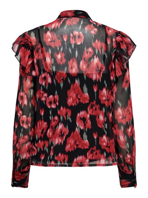 Blusón con estampado floral abstracto y volante Only Pure Red