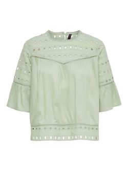 Blusón con manga 3/4 calados Only Desert Taupe