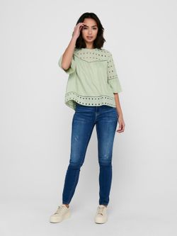 Blusón con manga 3/4 calados Only Desert Taupe