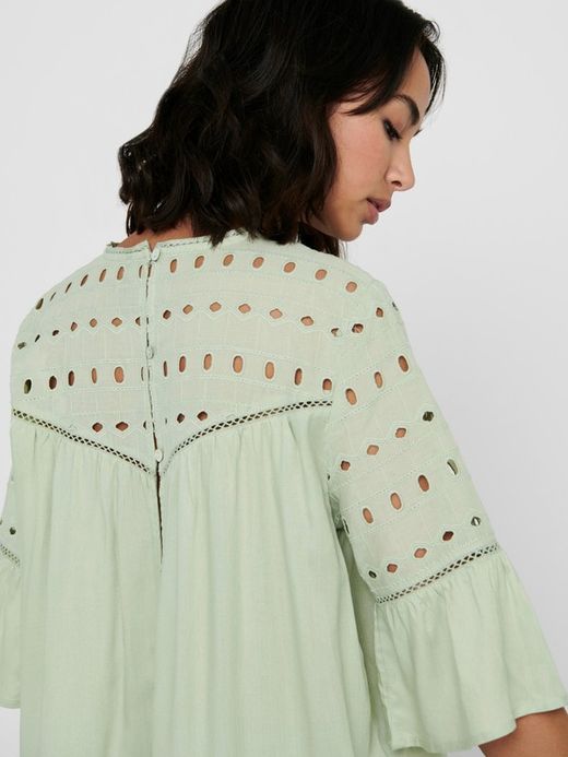 Blusón con manga 3/4 calados Only Desert Taupe