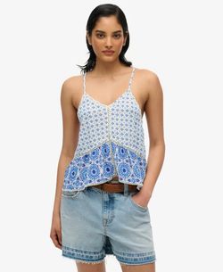 Blusón corto con estampado geométrico Superdry Ibiza Blue