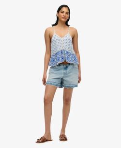 Blusón corto con estampado geométrico Superdry Ibiza Blue