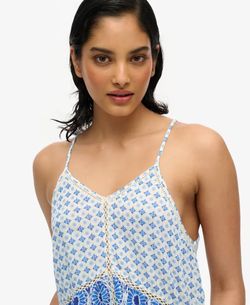 Blusón corto con estampado geométrico Superdry Ibiza Blue