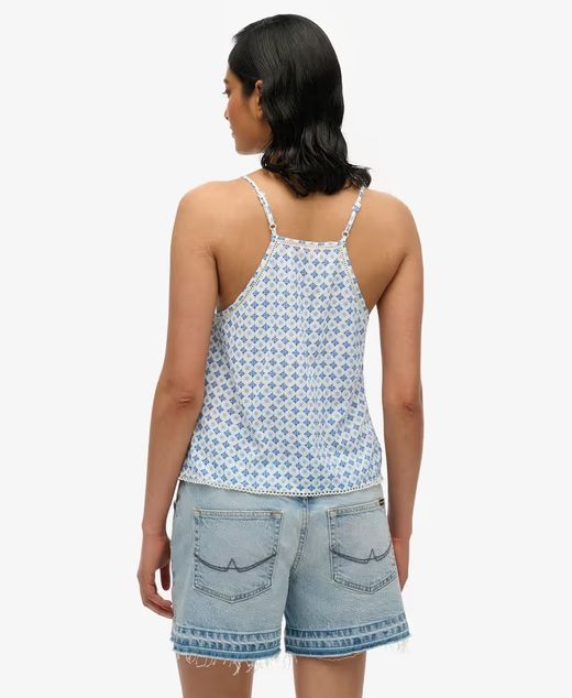 Blusón corto con estampado geométrico Superdry Ibiza Blue