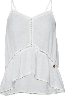 Blusón corto de tirante fino con calados Superdry Off White