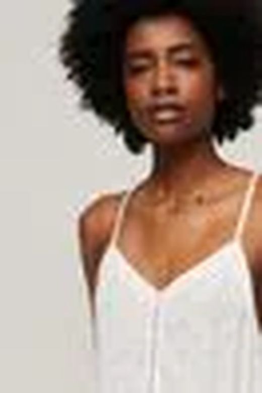 Blusón corto de tirante fino con calados Superdry Off White