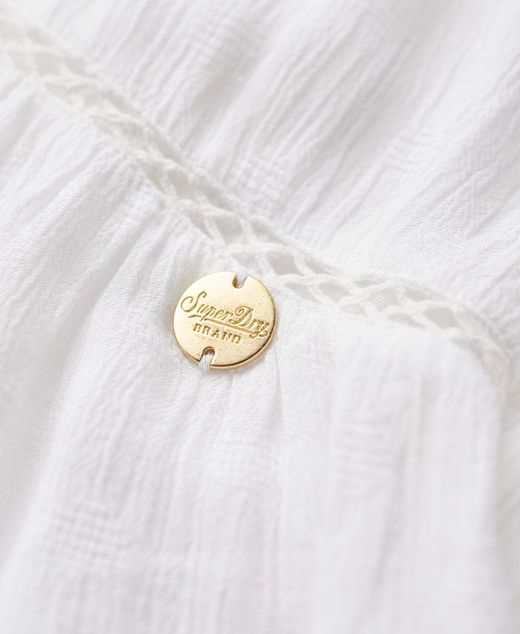 Blusón corto de tirante fino con calados Superdry Off White