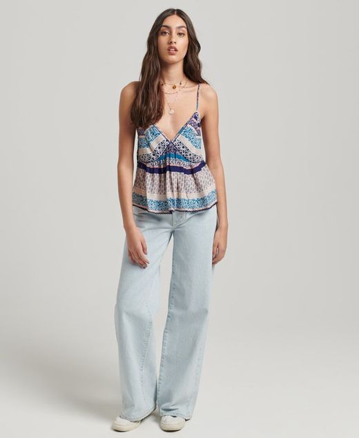 Blusón de tirante fino estampado multicolor Superdry Blue