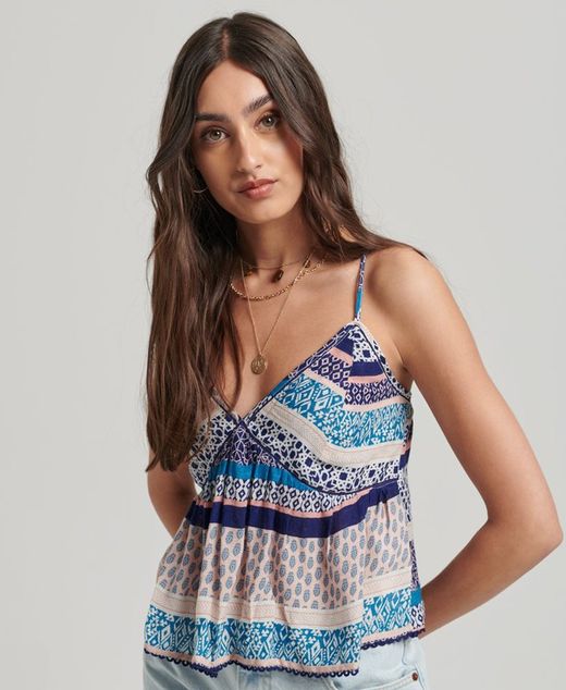 Blusón de tirante fino estampado multicolor Superdry Blue