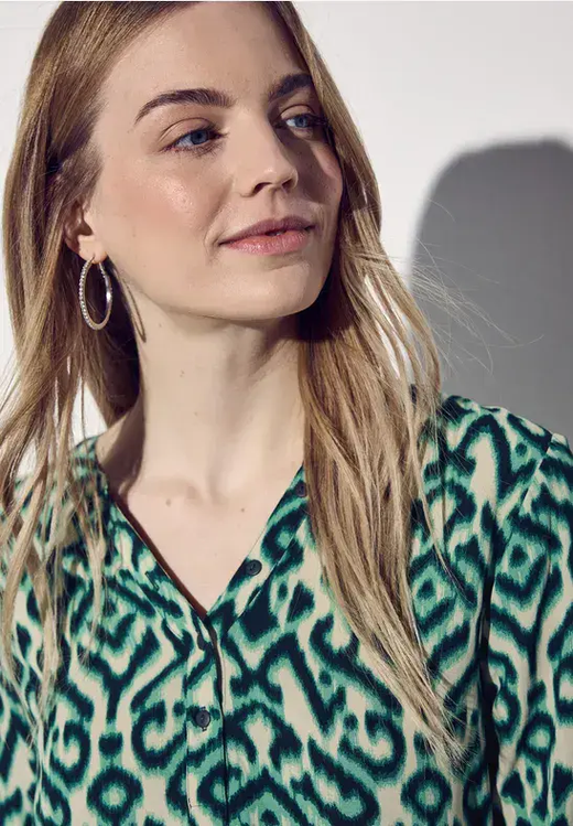 Blusón m. 3/4 con estampado abstracto Street One Hunter Green