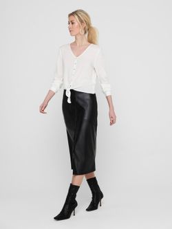 Blusón m/l abotonado con nudo Only Cloud Dancer