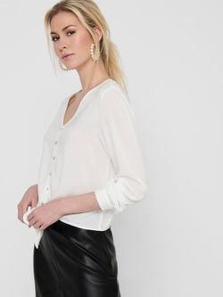 Blusón m/l abotonado con nudo Only Cloud Dancer