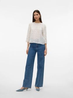 Blusón m/l con calado Vero Moda Bright White