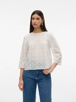 Blusón m/l con calado Vero Moda Bright White