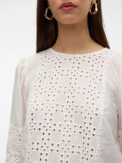 Blusón m/l con calado Vero Moda Bright White