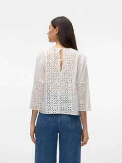 Blusón m/l con calado Vero Moda Bright White
