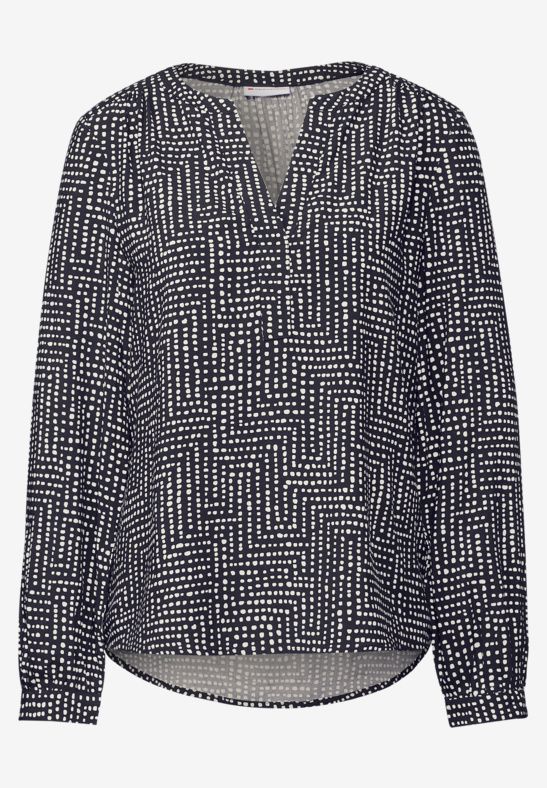 Blusón m/l con estampado abstracto monocolor Street One Deep Blue 32