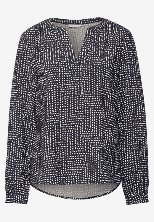 Blusón m/l con estampado abstracto monocolor Street One Deep Blue