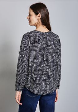 Blusón m/l con estampado abstracto monocolor Street One Deep Blue