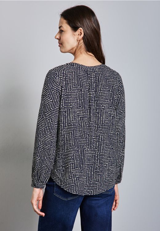 Blusón m/l con estampado abstracto monocolor Street One Deep Blue