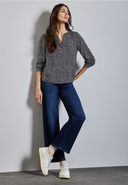 Blusón m/l con estampado abstracto monocolor Street One Deep Blue