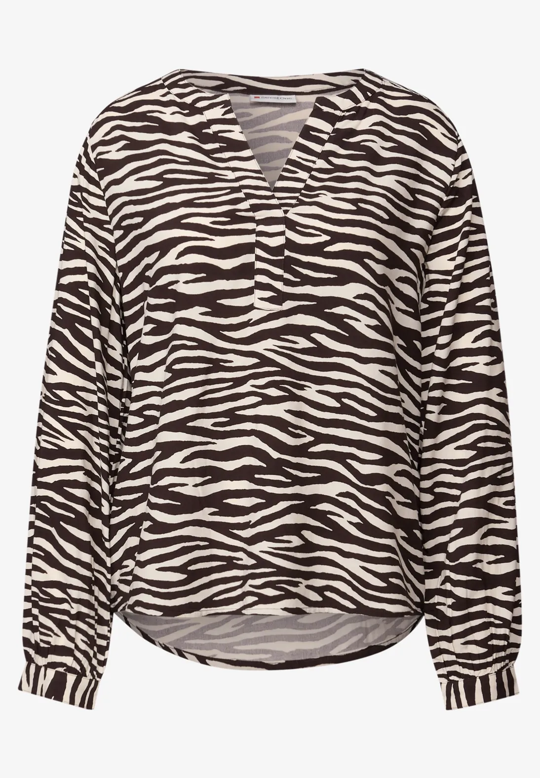 Blusón m/l con estampado animal print monocolor Street One Deep Roast 32