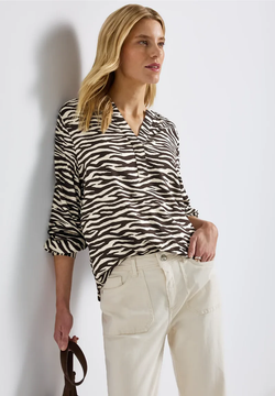 Blusón m/l con estampado animal print monocolor Street One Deep Roast