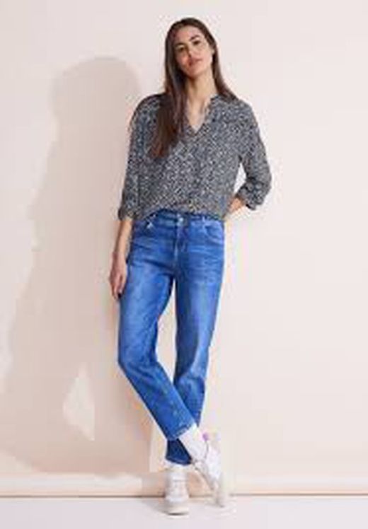 Blusón m/l con estampado floral monocolor Street One Deep Blue