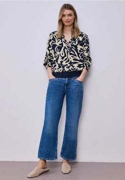 Blusón m/l con estampado floral monocolor Street One Shadow Blue