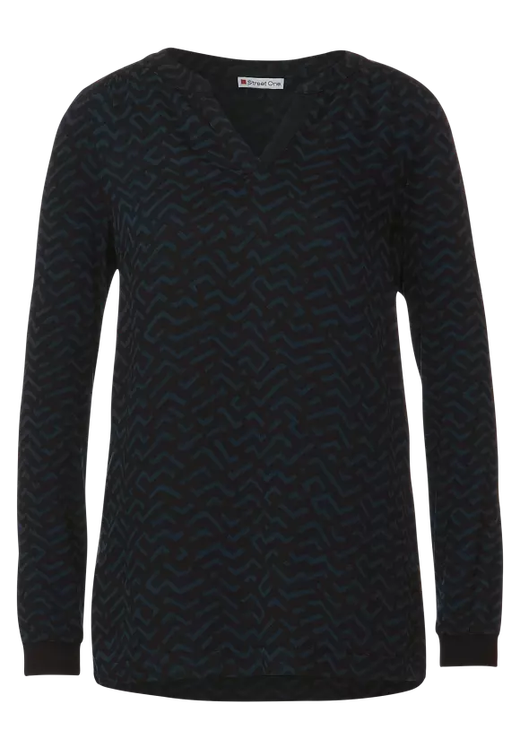 Blusón m/l con estampado geométrico abstracto Street One Black