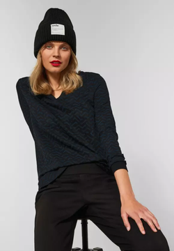 Blusón m/l con estampado geométrico abstracto Street One Black