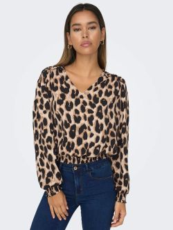Blusón m/l con estampado leopardo Only Cloud Dancer