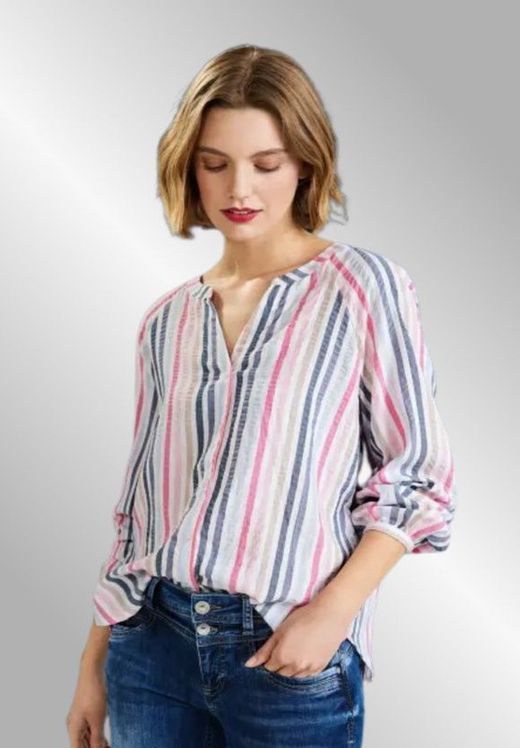Blusón m/l con rayas multicolor Street One Off White