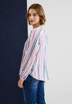 Blusón m/l con rayas multicolor Street One Off White