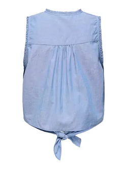 Blusón s/m anudado con cenefas Jdy Faded Denim