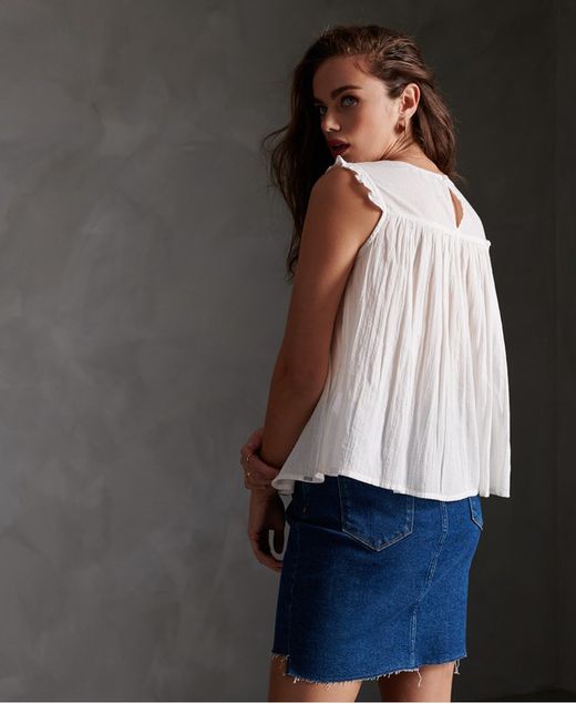 Blusón s/m con calados Superdry Oyster Mushroom