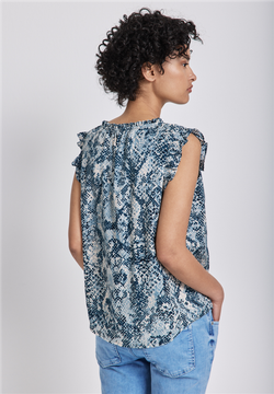 Blusón s/m con estampado animal print bicolor Street One Blue